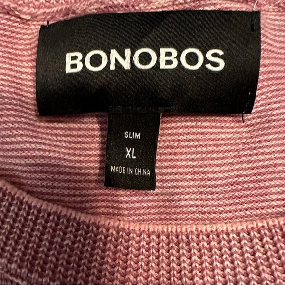 Bonobos Sweater Mens XL Pink Cotton/Viscose   Crewneck Soft Striped Casual(A1 - Picture 7 of 15